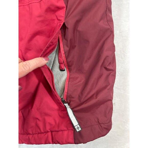 Columbia Coat Mens Large Red Waterproof Detachable Hood Zip Snap Pockets - Picture 11 of 16